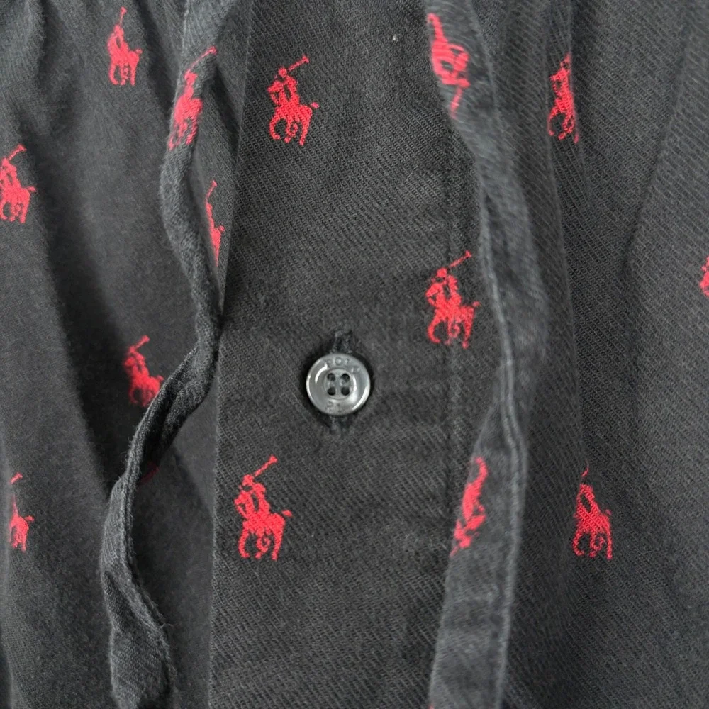 Polo‎ Ralph Lauren Pajama Pants All Over Red Pony XL Black Cotton Lounge Pants